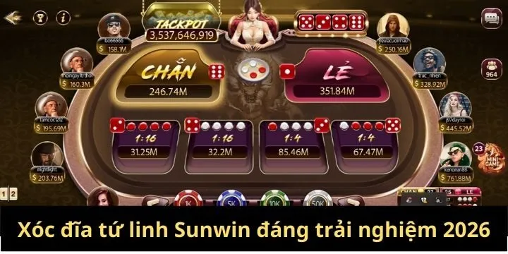 Xóc đĩa tứ linh Sunwin cổng game được yêu thích